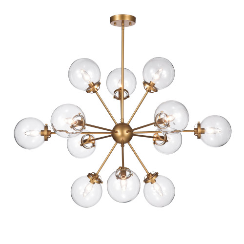 WAREHOUSE OF TIFFANY'S HM108/12 Masakee 39.4 in. 12-Light Indoor Gold Finish Chandelier with Light Kit