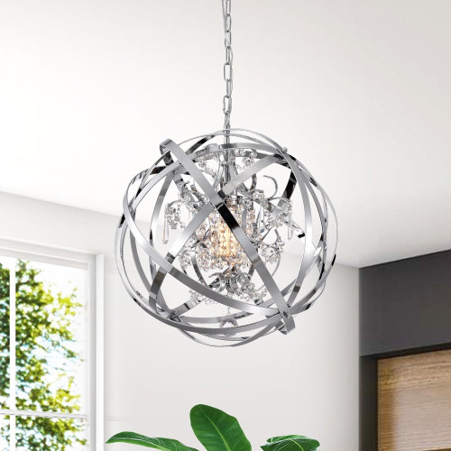 WAREHOUSE OF TIFFANY'S HM234/1CH Luna 19 in. 1-Light Indoor Chrome Finish Chandelier with Light Kit