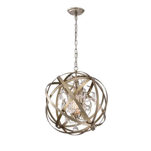 WAREHOUSE OF TIFFANY'S HM234/1SG Kenny 19 in. 1-Light Indoor Silver Gray Finish Chandelier with Light Kit