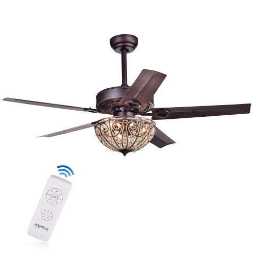 WAREHOUSE OF TIFFANY'S CFL-8111REMO/AB Catalina 48 in. 3-Light Indoor Bronze Finish Remote Controlled Ceiling Fan with Light Kit