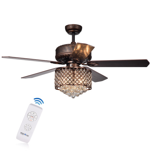 WAREHOUSE OF TIFFANY'S CFL-8316REMO/RB Pshita 52 in. 3-Light Indoor Bronze Finish Remote Controlled Ceiling Fan with Light Kit WAREHOUSE OF TIFFANY'S CFL-8316REMO/RB Pshita 52 in. 3-Light Indoor Bronze Finish Remote Controlled Ceiling Fan with Light Kit
