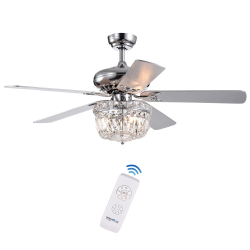 WAREHOUSE OF TIFFANY'S CFL-8349REMO Galileo 52 in. 3-Light Indoor Chrome Finish Remote Controlled Ceiling Fan with Light Kit WAREHOUSE OF TIFFANY'S CFL-8349REMO Galileo 52 in. 3-Light Indoor Chrome Finish Remote Controlled Ceiling Fan with Light Kit