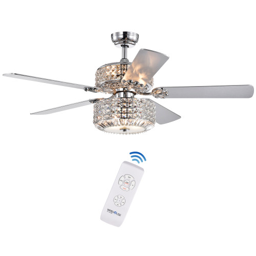 WAREHOUSE OF TIFFANY'S CFL-8372REMO/CH Copper 52 in. 3-Light Indoor Chrome Finish Remote Controlled Ceiling Fan with Light Kit WAREHOUSE OF TIFFANY'S CFL-8372REMO/CH Copper 52 in. 3-Light Indoor Chrome Finish Remote Controlled Ceiling Fan with Light Kit