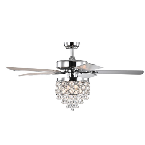 WAREHOUSE OF TIFFANY'S CFL-8458REMO/CH Jay 52 in. 3-Light Indoor Chrome Finish Remote Controlled Ceiling Fan with Light Kit WAREHOUSE OF TIFFANY'S CFL-8458REMO/CH Jay 52 in. 3-Light Indoor Chrome Finish Remote Controlled Ceiling Fan with Light Kit