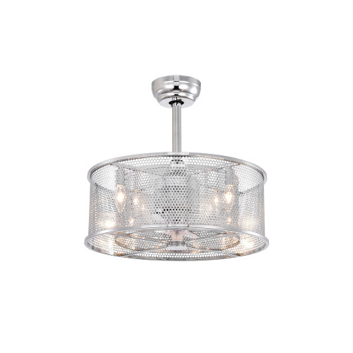 WAREHOUSE OF TIFFANY'S CFL-8479S/CH Jeni 20 in. 4-Light Indoor Chrome Finish Remote Controlled Fandelier with Light Kit WAREHOUSE OF TIFFANY'S CFL-8479S/CH Jeni 20 in. 4-Light Indoor Chrome Finish Remote Controlled Fandelier with Light Kit