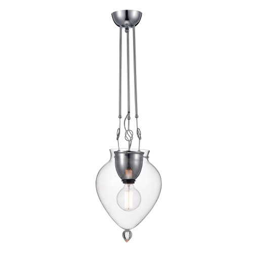 WAREHOUSE OF TIFFANY'S HM032/1 Kristjan 10 in. 1-Light Indoor Chrome Finish Pendant Lamp with Light Kit WAREHOUSE OF TIFFANY'S HM032/1 Kristjan 10 in. 1-Light Indoor Chrome Finish Pendant Lamp with Light Kit