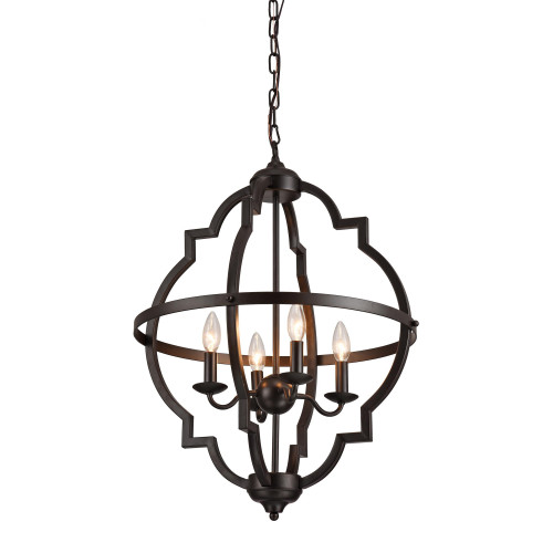 WAREHOUSE OF TIFFANY'S P19001/4 Octavia 20 in. 4-Light Indoor Brown Finish Pendant Lamp with Light Kit