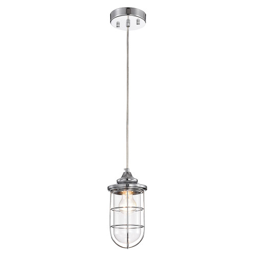 WAREHOUSE OF TIFFANY'S HM164/1 Tiago 5 in. 1-Light Indoor Chrome Finish Pendant Light with Light Kit