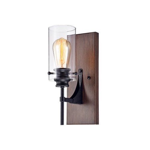 WAREHOUSE OF TIFFANY'S WM065/1 Stravo 6 in. 1-Light Indoor Black Finish Wall Sconce with Light Kit WAREHOUSE OF TIFFANY'S WM065/1 Stravo 6 in. 1-Light Indoor Black Finish Wall Sconce with Light Kit