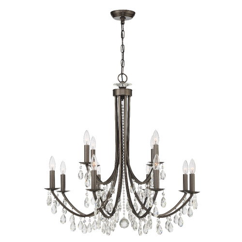 CRYSTORAMA 8829-VZ-CL-MWP Bridgehampton 12 Light Vibrant Bronze Chandelier