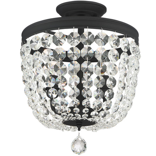 CRYSTORAMA 783-BF-CL-SAQ Archer 3 Light Crystal Black Forged Ceiling Mount