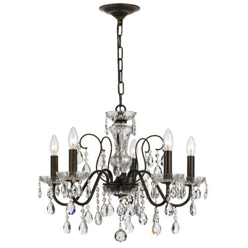 CRYSTORAMA 3025-EB-CL-SAQ Butler 5 Light Clear Crystal English Bronze Chandelier