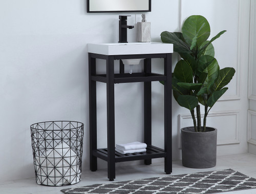 ELEGANT DECOR VF14018BK 18 inch Single Bathroom Metal Vanity in Black