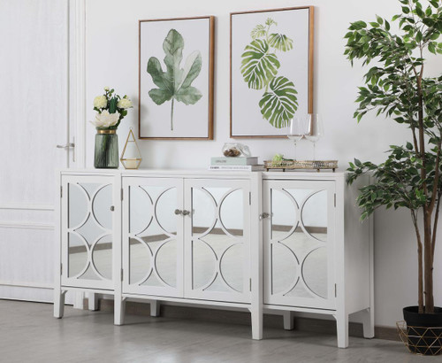 ELEGANT DECOR MF82111WH 72 inch mirrored credenza in White