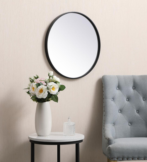 Elegant Decor MR4821BK Metal frame round mirror 21 inch in Black