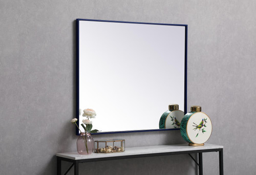 ELEGANT DECOR MR43036BL Metal frame rectangle mirror 30 inch x 36 inch in Blue