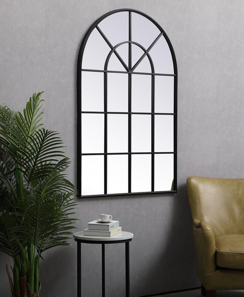 ELEGANT DECOR MR613653BK Metal windowpane mirror 36 inch in in x 53 inch in in Black