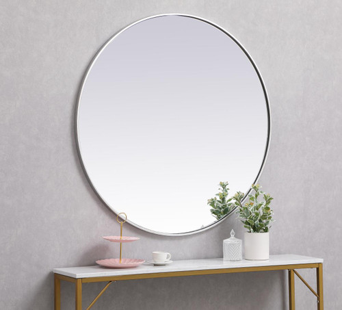 Elegant Decor MR4839S Metal frame round mirror 39 inch in silver