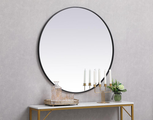 Elegant Decor MR4839BK Metal frame round mirror 39 inch in Black