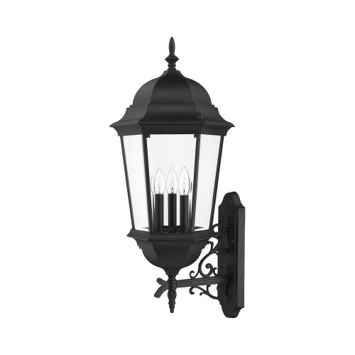 LIVEX LIGHTING 7566-14 Hamilton 3 Lt Textured Black Outdoor  Wall Lantern