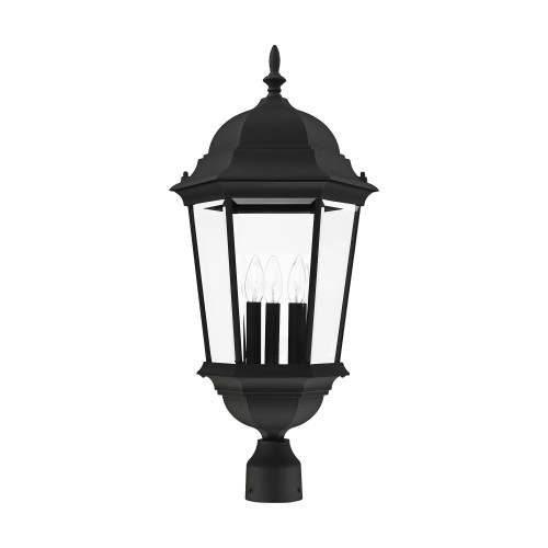 LIVEX LIGHTING 7568-14 3 Light Textured Black Outdoor Post Top Lantern