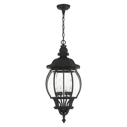 LIVEX LIGHTING 7705-14 4 Light Textured Black Outdoor Pendant Lantern