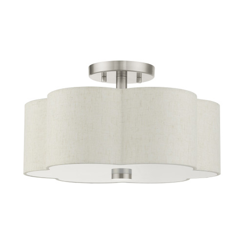 LIVEX LIGHTING 58063-91 Solstice 3 Lt Brushed Nickel Semi Flush