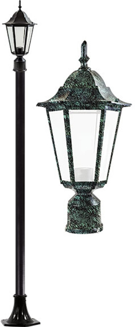 DABMAR LIGHTING GM1301S-LED6-VG-FR DANIELLA POST LIGHT FIXTURE W/ FROSTED GLASS LED 6W 85-265V, Verde Green DABMAR LIGHTING GM1301S-LED6-VG-FR DANIELLA POST LIGHT FIXTURE W/ FROSTED GLASS LED 6W 85-265V, Verde Green