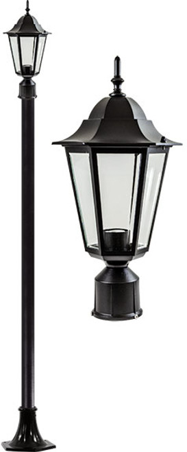 DABMAR LIGHTING GM1301S-LED16-B Daniella Post Light Fixture w/Clear Glass 16 Watt LED Lamp 85-265 Volts, Black DABMAR LIGHTING GM1301S-LED16-B Daniella Post Light Fixture w/Clear Glass 16 Watt LED Lamp 85-265 Volts, Black