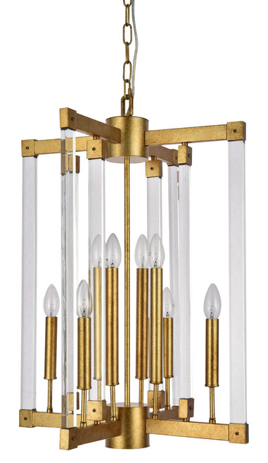 BETHEL INTERNATIONAL LA30C20AG 8-Light Chandelier, Antique Gold