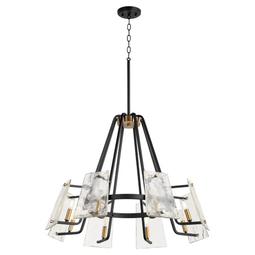 QUORUM 637-8-69 Tioga 8-Light Chandelier,Noir w/ Aged Brass