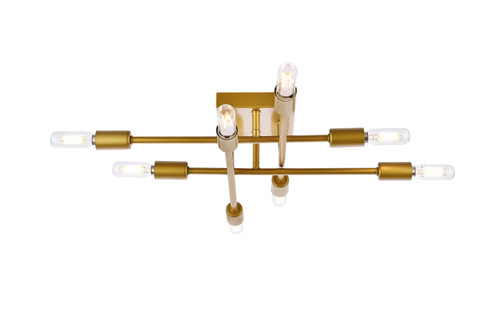 Living District LD2351BR Script 8 lights brass flush mount