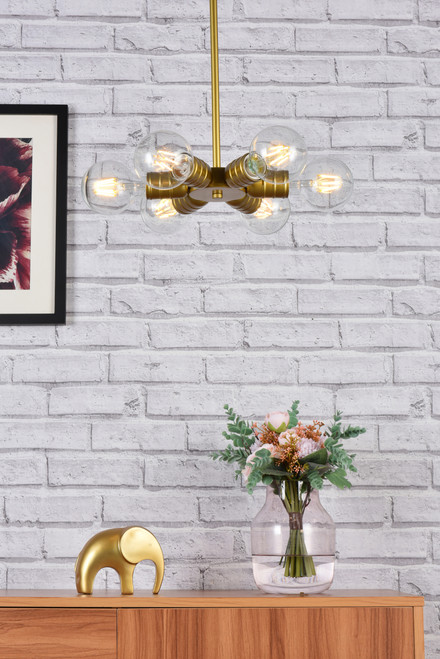 Living District LD2338BR Reyes 6 lights brass pendant