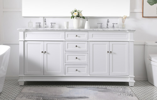 Elegant Decor VF50072DWH 72 inch Double Bathroom Vanity set in White