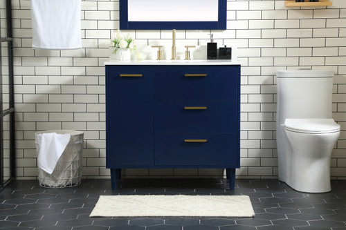 Elegant Décor VF47036MBL-BS 36 inch bathroom vanity in Blue with backsplash