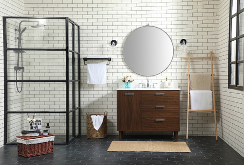 Elegant Décor VF47042MWT-BS 42 inch bathroom vanity in Walnut with backsplash