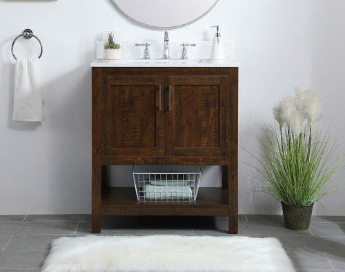 Elegant Decor VF16030EX-BS 30 inch Single Bathroom Vanity in Espresso with Backsplash