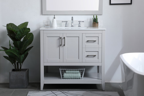 Elegant Decor VF16036GR-BS 36 inch Single Bathroom Vanity in Grey with Backsplash