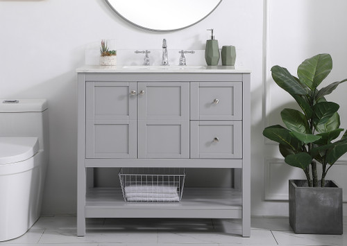 Elegant Decor VF16436GR-BS 36 inch Single Bathroom Vanity in Gray with Backsplash