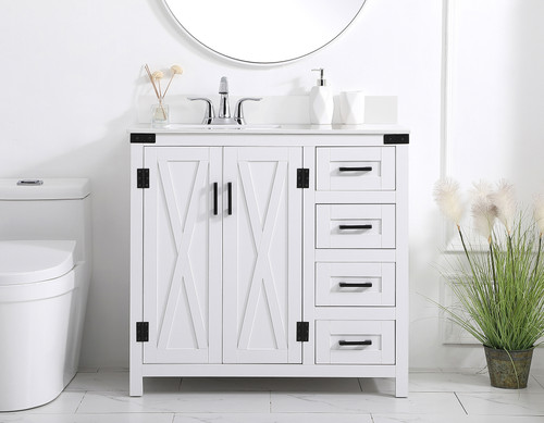 Elegant Decor VF90236WH-BS 36 inch bathroom Vanity in White with Backsplash