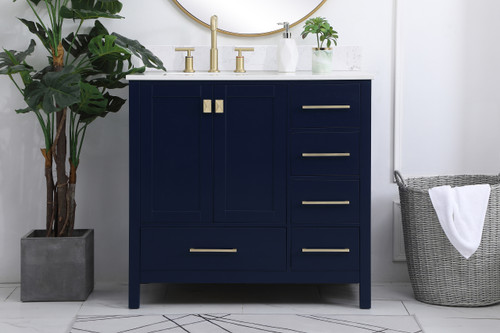 Elegant Decor VF18836BL-BS 36 inch Single Bathroom Vanity in Blue with Backsplash