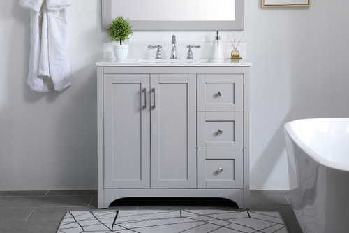 Elegant Decor VF17036GR-BS 36 inch Single Bathroom Vanity in Grey with Backsplash