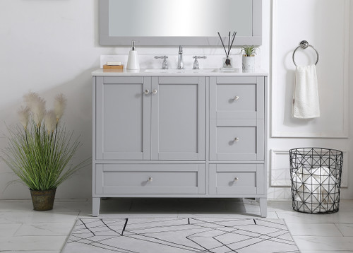 Elegant Decor VF18042GR-BS 42 inch Single Bathroom Vanity in Grey with Backsplash