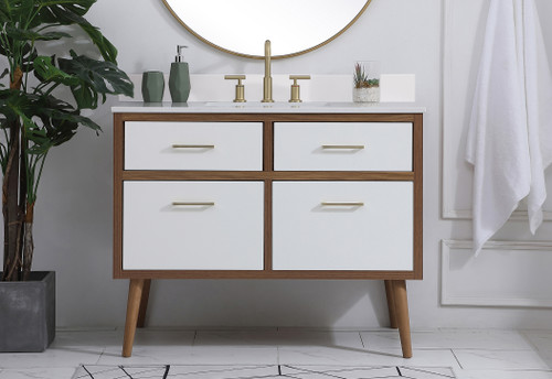 Elegant Decor VF41042WH-BS 42 inch bathroom Vanity in White with Backsplash