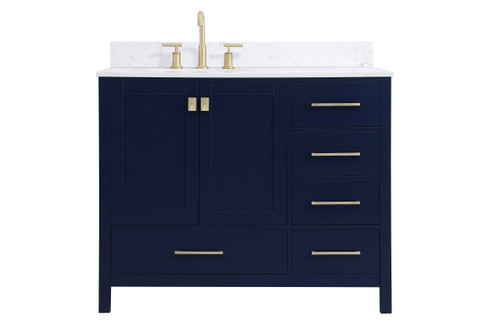 Elegant Decor VF18842BL-BS 42 inch Single Bathroom Vanity in Blue with Backsplash
