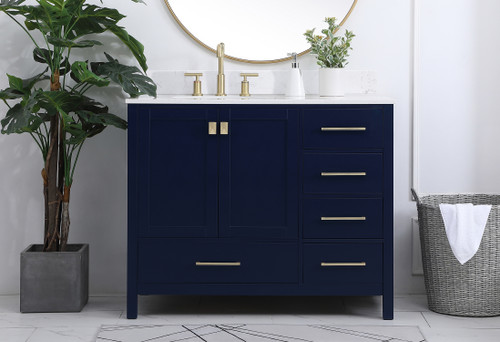 Elegant Decor VF18842BL-BS 42 inch Single Bathroom Vanity in Blue with Backsplash