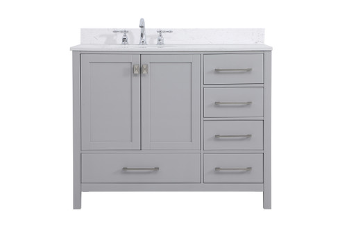 Elegant Decor VF18842GR-BS 42 inch Single Bathroom Vanity in Gray with Backsplash