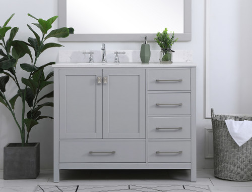Elegant Decor VF18842GR-BS 42 inch Single Bathroom Vanity in Gray with Backsplash