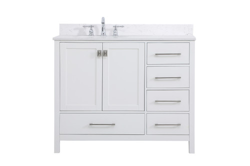 Elegant Decor VF18842WH-BS 42 inch Single Bathroom Vanity in White with Backsplash