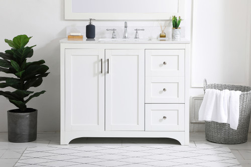 Elegant Decor VF17042WH-BS 42 inch Single Bathroom Vanity in White with Backsplash